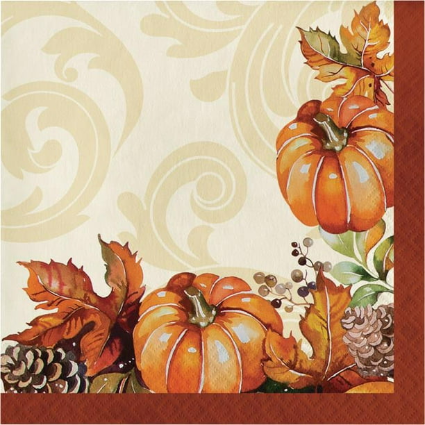 November Harvest Fall Autumn Thanksgiving Holiday Party Paper Beverage Napkins 